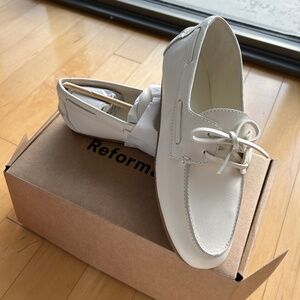 Reformation Fia Boat Loafer Ivory - Size 8